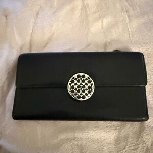 Coach Black Wallet with Silver Accent
